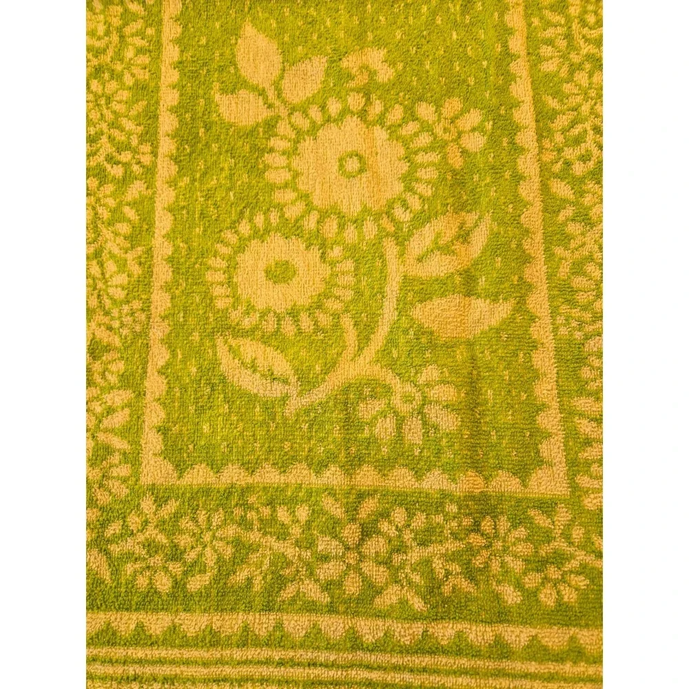 Vintage Lady Pepperell Towels  Green Floral Fringe  USA  Set of 2